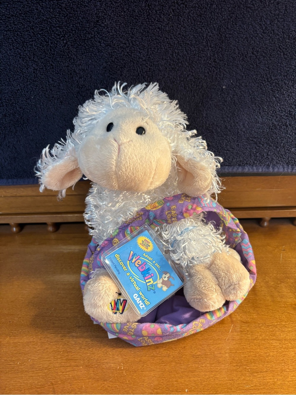 Plush Lamb in White with Purple Carrier